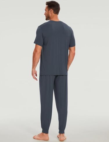 Bamboo Viscose Men's Pajama Sets Short Sleeve Solid Color Soft Lounge Set in Saudi Arabia