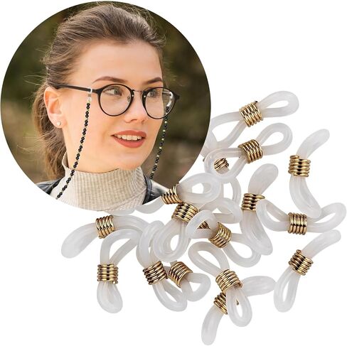 20 Pcs Eyeglass Chain Ends Anti Slip Silicone Connector, Adjustable Rubber Spectacle End Connectors for Eyeglasses in Saudi Arabia