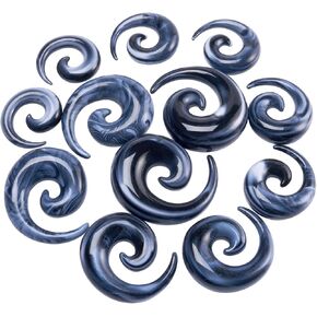 Stuppendux 12PCS 00G-13/16 10mm-20mm Acrylic Big Gauges Kit Spirals Horseshoes Tapers Ear Stretching Tunnels Plugs Tapers Expander