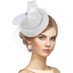 Fascinators Pillbox Hats for Women -1920s 50s Kentucky Vintage Tea Party Hat 2025 Derby Fascinator with Hair Clip