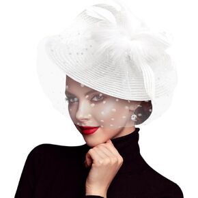 Women Fascinators Hats Flower Mesh Feathers with Headband and Clip Tea Party Headwear for Girls and Women