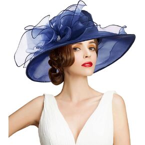 قبعة Arganza Fascinator - Women Wlows Wide Brim Church Bridal Tea Hat Wedding Wedding Hat