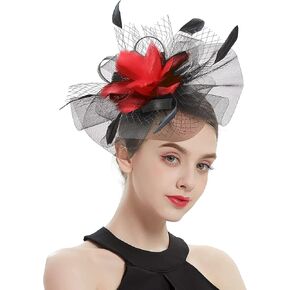 Z&X Wedding Fascinator Sinamay Headband Tea Party Hats for Women Flower Feather Derby Pillbox Hat Clips