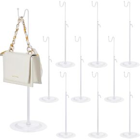 Therwen 10 PCS Display Display Display Respare Display حامل قابلة للتعديل ارتفاع حقائب اليد لمخزن متجر المنزل المتاجر (White)