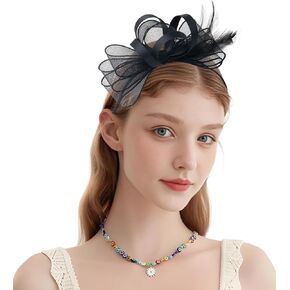 Kgromfy Fascinators for Women Tea Party Hats Derby Hat Wedding Headwear Cocktail Fancy Dress Party Headband