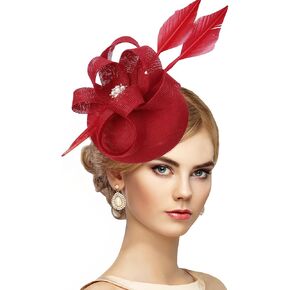 Feather Tea Party Hats - Fascinator 2025 Derby Hat 1920s 50s Church Fascinators with Hair Clip for Lady