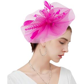 Kgromfy Fascinators Derby Hat Womens Tea Party Hat Mesh Feathers Fancy Headwear for Church Cocktail Wedding in Kuwait