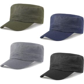 Glamorstar Unisex Cadet Army Hats 4 Pieces Military Flat Top Newsboy Cap