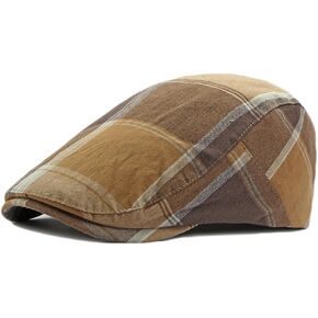 Plaid Newsboy Hats Flat Cap for Men Women Adjustable Lightweight Ivy Catsby Cabbie Driving Hat