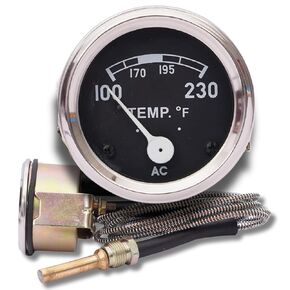 Temperature Gauge for Ford Tractors: 2N 8N 9N NAA 601 701 801 901 2000 4000 Golden Jubilee | 52mm Diameter, 72" Lead, 100-250F, Chrome Bezel | FDFDTMP72 Temp Meter FD