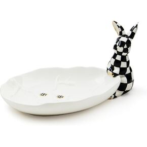 MACKENZIE-CHILDS Ceramic Tray, Unique Tray for Decor, White Rabbit Trinket