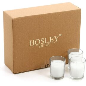 Hosley 48-Pack Ivory Unscented Votive Candles, Clear Glass, 10-12 Hr Burn, Hand-Poured, Ideal for Weddings, Parties, Aromatherapy, Holidays, Gifts