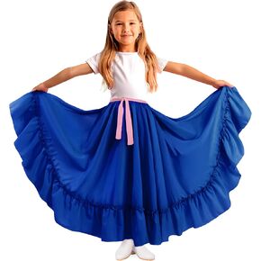 Adjustable Professional Dance Skirt for Girls | Folkloric Mexican Dance, Bomba or Flamenco | Double Circle |