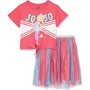 Jojo Siwa Girls Tie Tee Front Tee & Tulle Skirt Set Bundle Girls 4-18T-Shirt