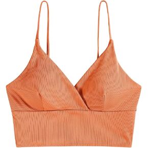 ZAFUL Women's V Neck Tankini Top Ribbed Adjustable Spaghetti Straps Bikini Top Bathing Suit Swim Tops