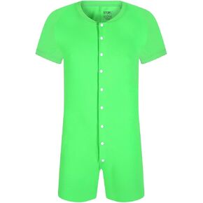 Mens Short Sleeve Onesie Sleepwear Henley Jumpsuit Romper for Adults Bodysuit One Piece Pajamas