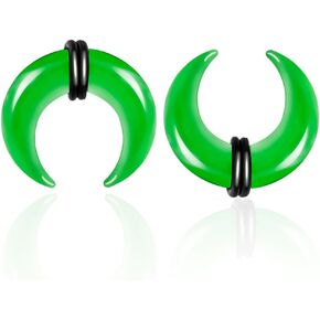 DOEARKO 2Pcs Glass Septum Pincher Tapers C Shape Buffalo Ear Taper Stretching Expander Rings for Nose Ear Gauges Size 14G-2G