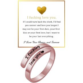 I F♡cking Love You Ring For Women, Hope Rings Adjustable Stainless Steel Silver Promise Jewelry Gift