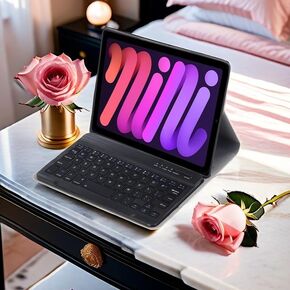 حافظة لوحة مفاتيح iPad لجهاز iPad Mini 6 (8.3 بوصة) (إصدار 2021، الجيل السادس) مع لوحة مفاتيح قابلة للفصل وحامل قلم، حافظة غطاء ذكية نحيفة للنوم/الاستيقاظ التلقائي (وردي)