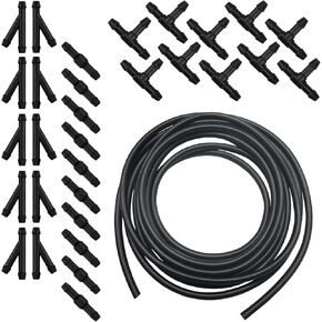 30 PCS Windshield Washer Hose, Windshield Washer Hose Repair Kit, Flexible 3-Type Connectors T-type Y-type & I-type, 13.1Ft Rubber Tubing, Universal Replacement for Cars Accessories (Black)