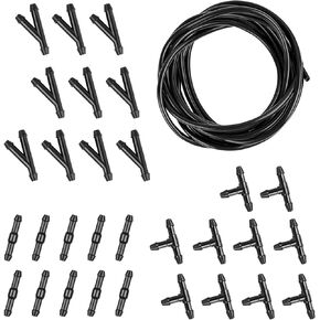 30 PCS Car Windshield Hose Kit ، خرطوم مرن 13.1 قدم + 30 Y-Type من النوع T-type type type ، موصل فوهة نظيفة سريعة ، Universal for Cars Hindshield Cleaning Accessories (Black)