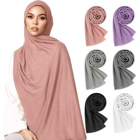 Hijab Scarves for Women 6 Pack,Jersey Hijab for Women Soft Long Scarf Shawl Lightweight Muslim hijab scarf for women