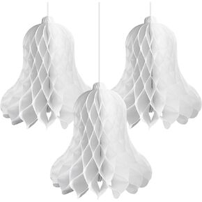 3 Pcs Paper Wedding Bells 12 inch Large Bridal Hanging Paper Bells Engagement Honeycomb Bells for Wedding Proposal Engagement