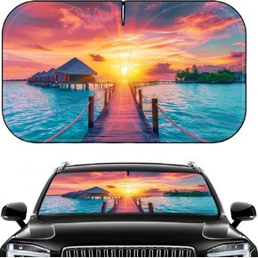 Car Windshield Sun Sun - سيارة طية قابلة للطي شمس الزجاج الأمامي للنافذة الأمامية ، العاكس Sunshade يوفر الحماية النهائية للسيارات الداخلية (55.2 × 31.5 بوصة)
