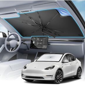 Car Windshield Sun Shade - Foldable Retractable Sedan SUV Windshield Sunshade Umbrella, [2025 Upgrade Titanium Silver Coating], Front Window Heat Insulation Protection for Car Windshield