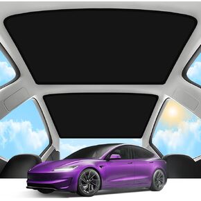 2025 Upgrade Sunshade Roof for Tesla Model 3 2023-2021 [No-Gap/Sag-Free] Heat Insulation Glass Roof Sunshade Sunroof for Tesla Model 3 Accessories 2023-2021 Gray