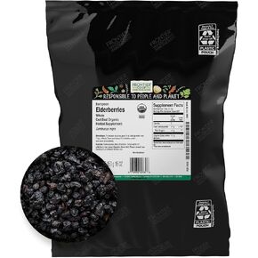 Frontier Co-op Organic Dried Elderberries, 1lb Bulk Bag, European Whole | Kosher and Non-GMO Organic Elderberry Berries Dried, for Tea, Immune Support