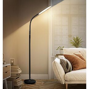 مصباح أرضي LED حديث ساطع 18 وات مصابيح قراءة للأريكة ضوء خبراء التجميل لملحقات الرموش، ضوء قائم حديث قابل للتعديل، إضاءة مهمة معقوفة قابلة للتعديل لغرفة المعيشة وغرفة النوم والمكتب