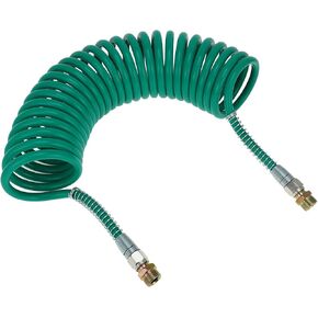 25 Circle Air Brake Hose Oil Cooler Coiled Short Tail Line Brake Coil Cable for Trucks Tractors Assembly with M22x1.5 NPT Fitting Green 24.5FT