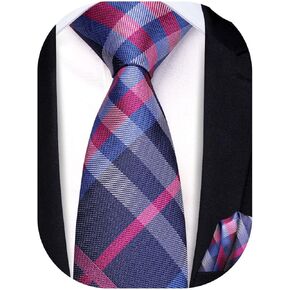 Hi-Tie Boys Tie Silk Ties for Boys 8-14 years Self Tied Boys Ties with Pocket Square Set for Kids Wedding School Graduation,Navy Blue Pink