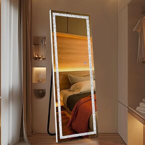 56 "x18" مرآة كاملة الطول مع أضواء ، إطار LED كامل الجسم مرآة مع 3 ألوان قابلة لل dimmable لغرفة المعيشة وغرفة النوم