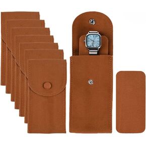 8 PCS Velvet Watch Pouch Portable Watch Pouch Single Watch Case Case Watch Bag Luxury Gift With With Snap for Jewelry Watch Organizer (Mix Color)