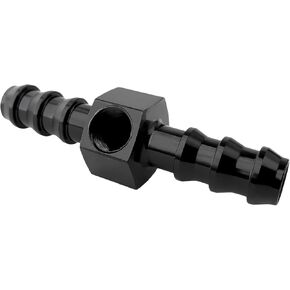 Aluminum Inline Fuel Pressure Gauge Adapter, 3/8" Barb Connector with 1/8" NPT Sensor Port, 3/8" Hose Barb Fitting Adapter