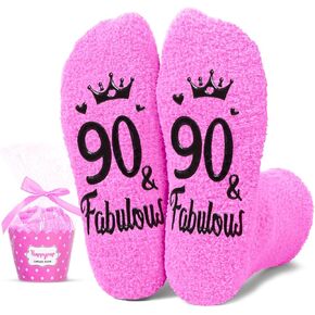 HAPPYPOP Birthday Gift Ideas for Women - Warm Socks for Senior Women, Gifts for 90 Year Old Retired Woman Man