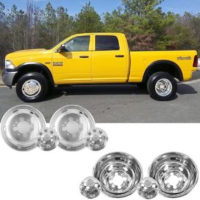 4pcs 17 "غطاء بدائل مقاومة للماء غطاء العجلة على غطاء مركزي قابلاً للإزالة ، 8 Lug Hubcap ملاءمة لعام 2003-2018 Dodge RAM 3500 ، الفولاذ المقاوم للصدأ المصقول الواقي dially عجلات 708D