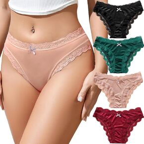 Kingfung Lace Underwear for Women Cheeky Bikini Womens Underwear Pack Sexy Lace Wasit Hipster Brief Panties for Ladies