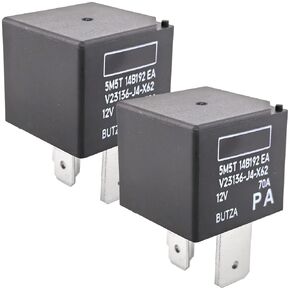 2-Pack 5M5T14B192EA V23136-J4-X62 Relay - 70A 12V DC SPST Automotive Relays can Replace F80B-14B192-AA V23136-J4-X89, Compatible with Select Ford Vehicles - Cooling Fan & High-Load Circuits (Black)