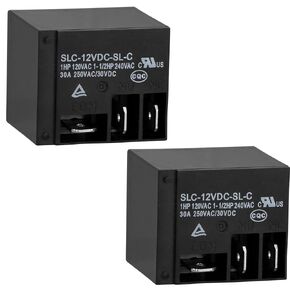 2Pcs Power Relay, SLC-12VDC-SL-C, Coil Voltage DC 12V, 30A 250VAC/30VDC, 1NO 1NC, 5 Pins, Air Conditioner Water Heater Relay (2)