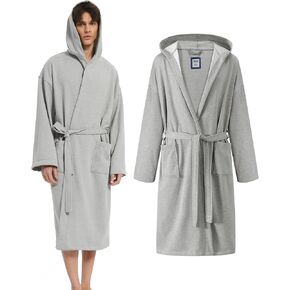 Hooded Sweatshirt Robe, Mens Hoodie Robe, Long Bathrobe with Hood and Pockets