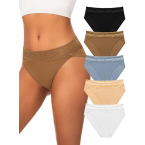 habibee Womens Bikini Underwear, Soft and Breathable Ladies Lace Briefs for Women, Stretch Panties