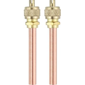 uxcell 2Pcs Access Service Valves, 1/4" OD x 4.92" Length Brass Copper Refrigerant Filling Access Valves Air Conditioner Charge Needle Valve for HVAC Systems Repair