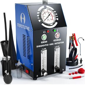 Evap Smoke Machine Leak Tester, Smoke Machine Automotive Built-in Air Pump and Pressure Gauge, Dual Mode Auto Fuel Pipe System Leak Detector with Adjustable FlowMeter for 12V Vehicles