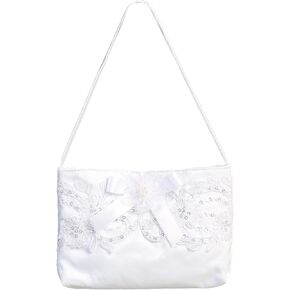 Made in USA - Holy First Communion Purses - White Satin Purse Girls - 1st Communion Gifts - Accesorios Primera Comunion