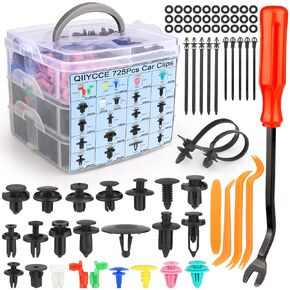 725Pcs Car Push Retainer Clips & Auto Fasteners Assortment,23 Most Popular Sizes of Bumper Fender Rivet Kits and Fastener Removal Tools for Toyota GM Ford Honda Acura Chrysler
