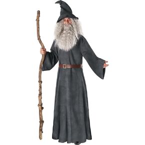 Morph Wizard Costume Men With Wig Warlock Robes Grey Wizard Outfit Adults Halloween Costumes For Men