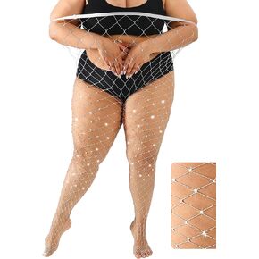 Plus Size Fishnet tights Glitter stockings Sparkly Pantyhose Leggings for women-Big Mesh